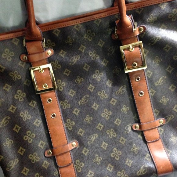 Heavy Duty Fashion Print Vintage Design Large Tote Zippered Bag, Exterior Pocket - Picture 4 of 16